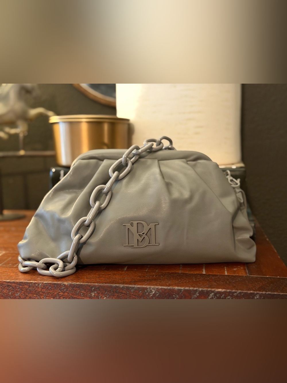 NWOT Grey Gray Chunky Chain Shoulder Bag Clutch